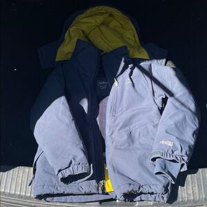 L.L. Bean Navy Jacket with Bright Yellow Interior